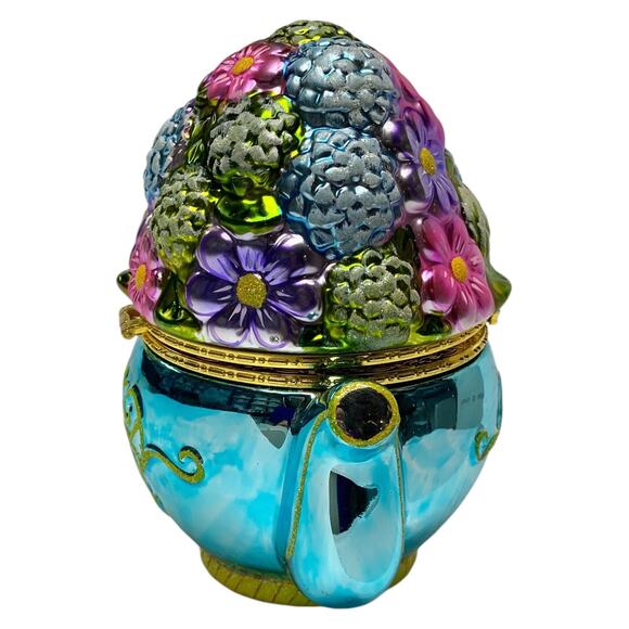 Christopher Radko 6" Hinged Porcelain Trinket Teapot 2006 Spring Bouquet MIB - Picture 13 of 15